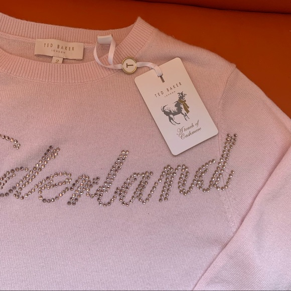 New TED BAKER Sabbia Embellished Wonderland Merino Wool & Cashmere Blend Sweater - Picture 9 of 14